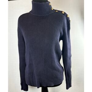 Lauren Ralph Lauren navy blue heavy knit pullover sweater women's size large
